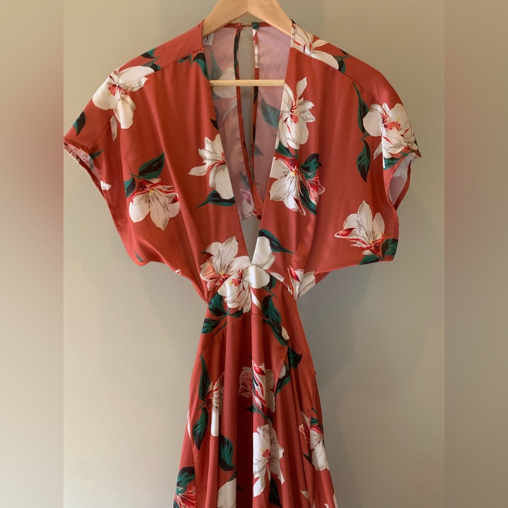 dRA Los Angeles Dark Orange Floral Cutout Maxi Dress - Picture 2 of 13